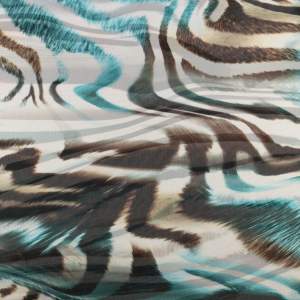 Tkanina szyfon wzór rozmazane fale brązowo zielony