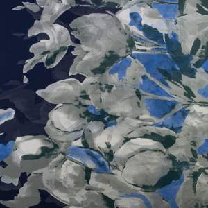 Tkanina szyfon wzór kwiaty kolor szaro niebieski