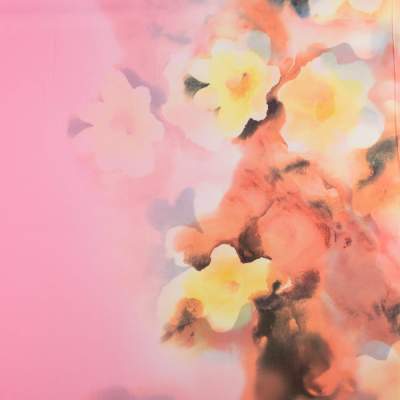 Tkanina szyfon border dwustronny wzór kwiaty kolor różowy