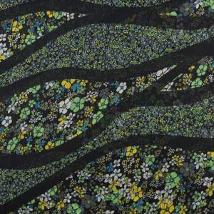 Tkanina szyfon kreszowany wzór kwiaty kolor zielony