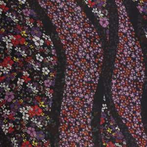 Tkanina szyfon kreszowany wzór kwiaty kolor fioletowy