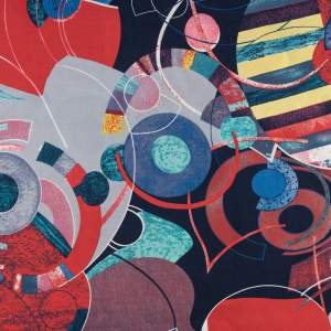 Tkanina wiskoza wzór abstrakcyjny kolor granatowo czerwony