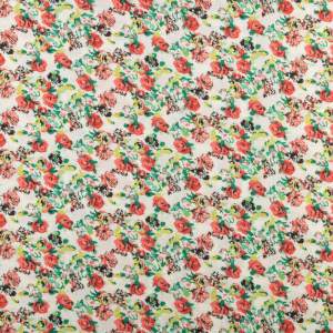 Tkanina Wiskoza – wzór kwiaty, kolor ecru