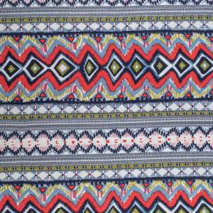 Tkanina wiskoza wzór abstrakcyjny szlaczek kolor czerwono granatowy