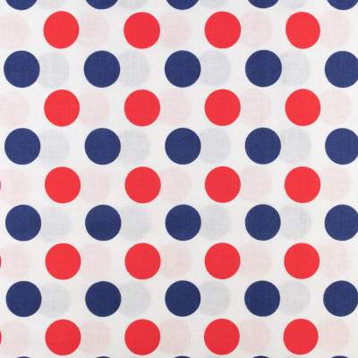 Tkanina Bawełna wzór grochy kolor niebiesko czerwony