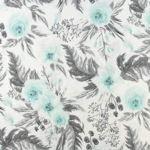 Tkanina Bawełna wzór kwiaty kolor szaro zielony