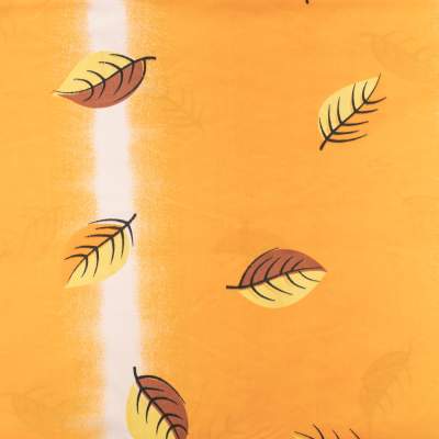 Tkanina Dekoracyjna wzór liście kolor pomarańczowy