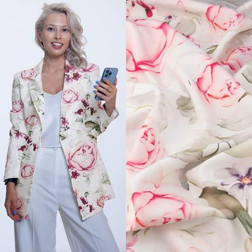 Barbie Marchiano wzór duże kwiaty kolor kremowy