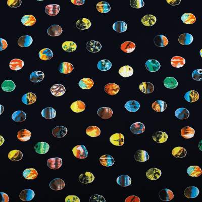 Tkanina Barbie wzór grochy kolor granatowy