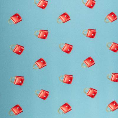 Tkanina Barbie wzór torebki kolor szaro błękitny