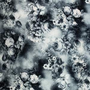 Tkanina Barbie wzór kwiaty kolor szary