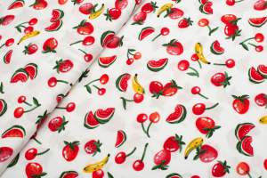 Tkanina wiskoza owoce na białym tle