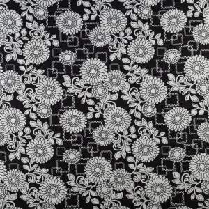 Tkanina Wiskoza – wzór kwiaty, kolor czarny