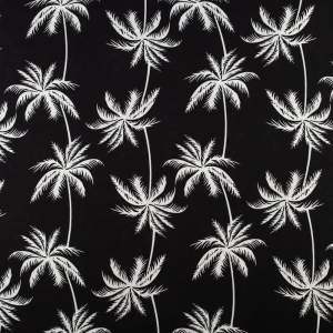 Tkanina Wiskoza – wzór palmy, kolor czarny