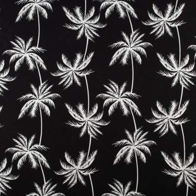 Tkanina Wiskoza – wzór palmy, kolor czarny
