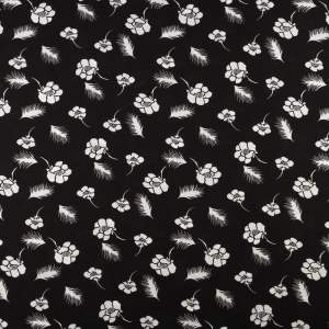 Tkanina Wiskoza – wzór kwiaty, kolor czarny