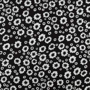 Tkanina Wiskoza – wzór kwiaty, kolor czarny