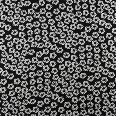 Tkanina Wiskoza – wzór kwiaty, kolor czarny