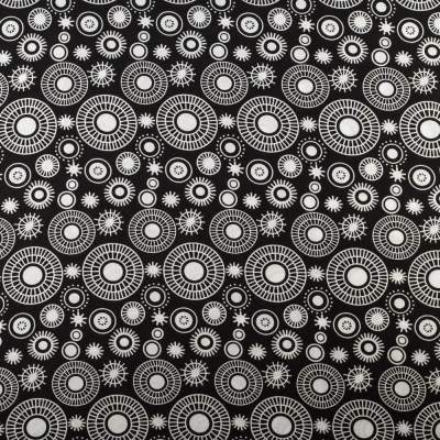 Tkanina Wiskoza wzór abstrakcyjne koła kolor czarny