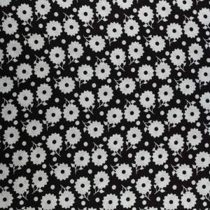 Tkanina Wiskoza – wzór kwiaty, kolor czarny