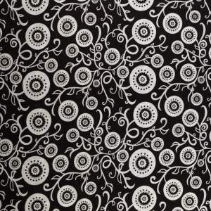 Tkanina Wiskoza – wzór kwiaty, kolor czarny