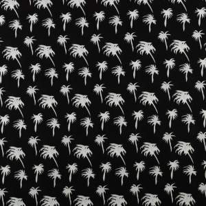 Tkanina Wiskoza – wzór palmy na czarnym tle