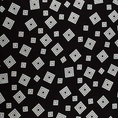 Tkanina Wiskoza – wzór geometryczny, kolor czarny