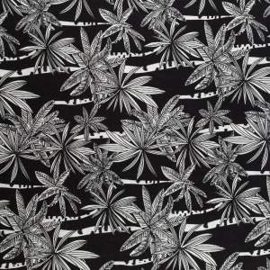 Tkanina Wiskoza wzór palmy kolor czarny