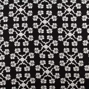 Tkanina Wiskoza – wzór kwiaty, kolor czarny
