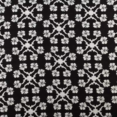 Tkanina Wiskoza – wzór kwiaty, kolor czarny