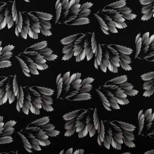Tkanina Wiskoza – wzór listki, kolor czarny