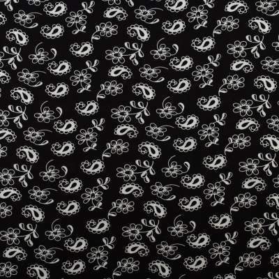    Tkanina Wiskoza – wzór paisley, kolor czarny