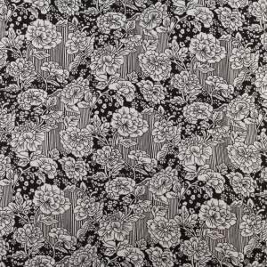 Tkanina Wiskoza – wzór kwiaty, kolor czarny