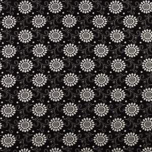 Tkanina Wiskoza – wzór kwiaty, kolor czarny