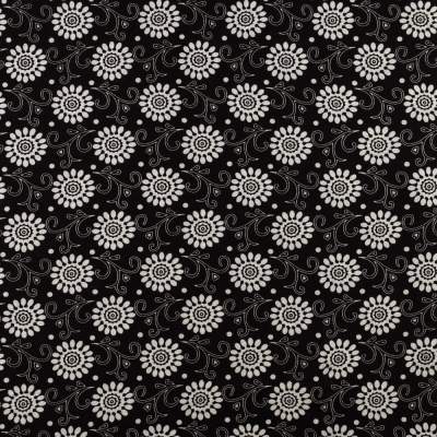 Tkanina Wiskoza – wzór kwiaty, kolor czarny
