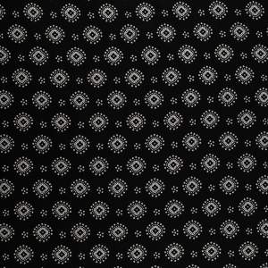 Tkanina Wiskoza – wzór liście palmy, kolor czarny