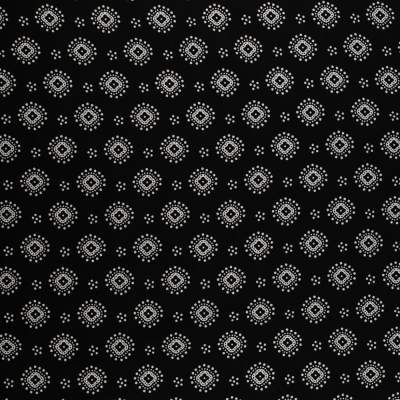 Tkanina Wiskoza – wzór liście palmy, kolor czarny