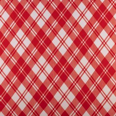 Dzianina Jersey ITY wzór geometryczny kolor biało czerwony