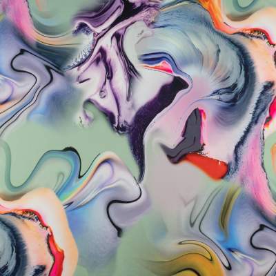 Dzianina Jersey ITY Kimo wzór abstrakcyjny kolor brudny seledynowy