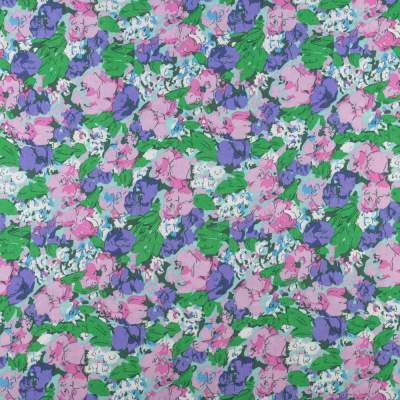 Tkanina Wiskoza – wzór kwiaty, kolor różowo-fioletowy