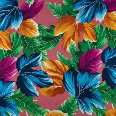 Tkanina Wiskoza – wzór kwiaty, kolor brudny różowy