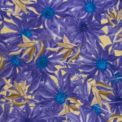 Tkanina Wiskoza – wzór kwiaty, kolor fioletowy