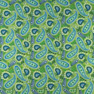 Tkanina Wiskoza – wzór paisley, kolor zielony