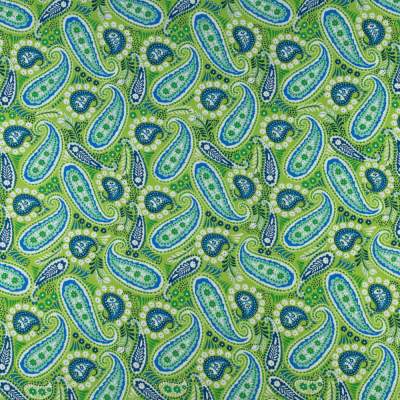 Tkanina Wiskoza – wzór paisley, kolor zielony