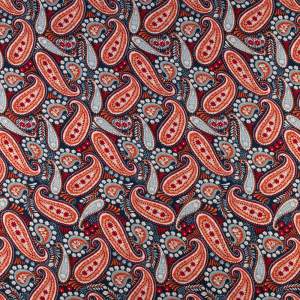 Tkanina Wiskoza – wzór paisley, kolor granatowy