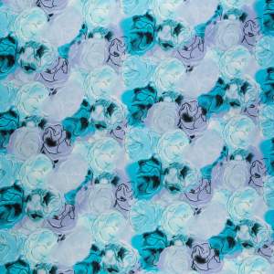 Tkanina Wiskoza – wzór kwiaty, kolor fioletowo-niebieski