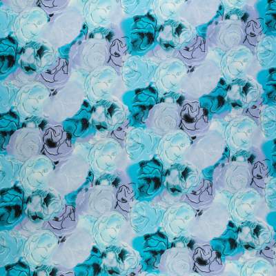 Tkanina Wiskoza – wzór kwiaty, kolor fioletowo-niebieski