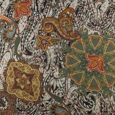 Tkanina Szyfon wzór paisley kolor beżowo brązowy