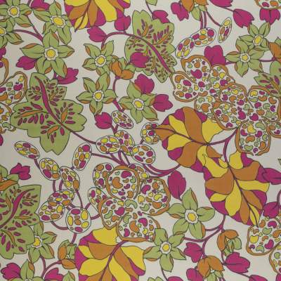 Tkanina Szyfon wzór kwiaty kolor ecru