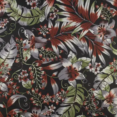 Tkanina Szyfon wzór kwiaty kolor czarny